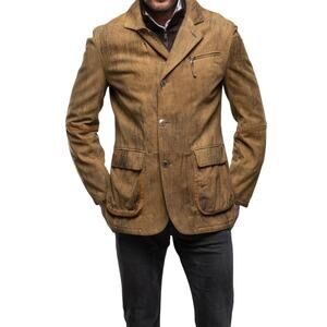 Gimo's Argento Leather Blazer Mens 44 Burnished Brown